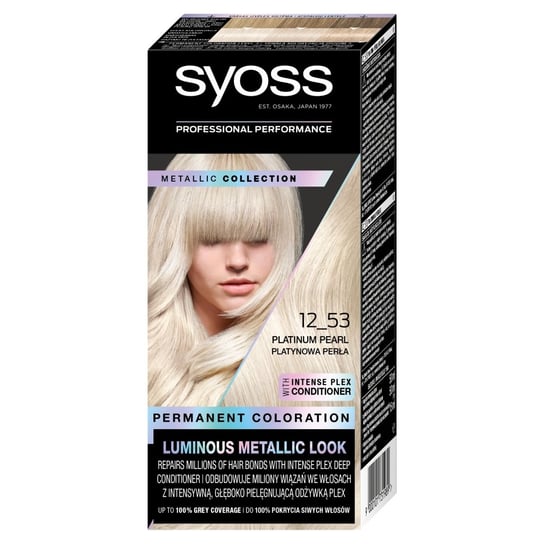 Syoss, Permanent Coloration, Farba do włosów trwale koloryzująca, 12-53 Platynowa Perła Syoss