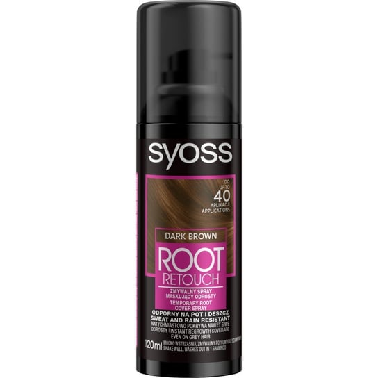 Syoss, Root Retoucher, spray maskujący odrosty Ciemny Brąz, 120 ml Syoss