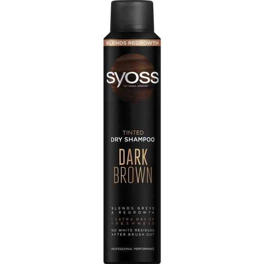 Syoss Tinted dry shampoo dark brown suchy szampon do włosów ciemnych odświeżający i koloryzujący ciemny brąz 200ml Syoss