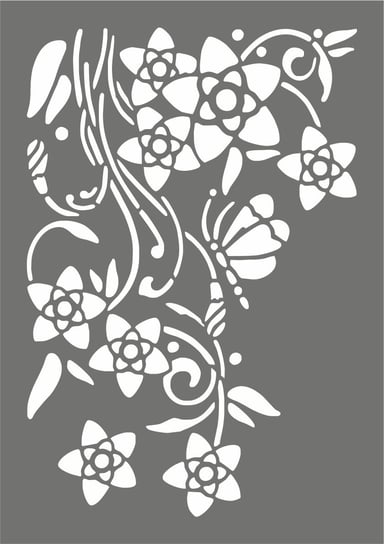 Szablon do malowania A4, Kwiaty z motylkiem Dekor-Art-Serwis