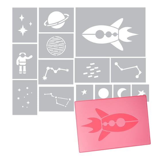 Szablony Malarskie - Kosmos, Gwiazdy, Planety, Astronauta - Mega Komplet 14 Sztuk - Do Koszulek, Ścian, Rysunków Profil