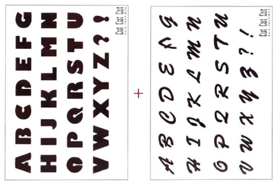 Szablony samoprzylepne, alfabet, arkusz, 2 sztuki The Clay and Paint Factory
