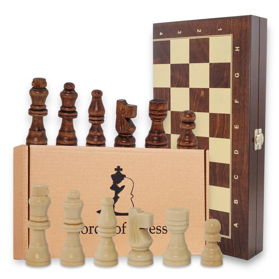 Szachy Drewniane Szachownica Ekskluzywna 35 cm - Zestaw Szachowy Chess Board Składana Plansza z Figurami Szachowymi dla Dzieci i Dorosłych Amazinggirl