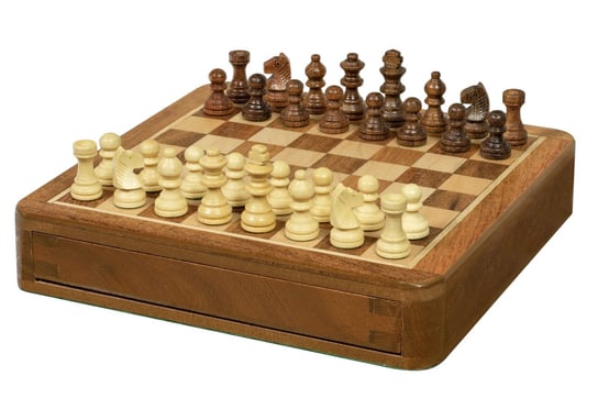 Szachy Magnetyczne 18 Cm Z Intarsjowaną Szachownicą I Szufladką Na Figury Sunrise Chess & Games