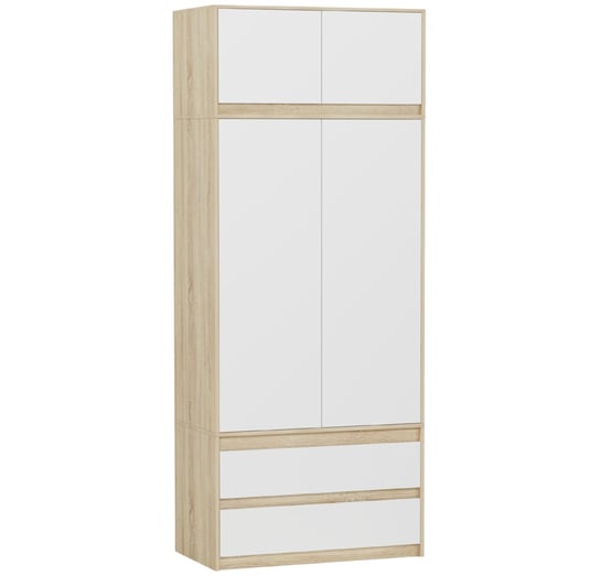Szafa Garderoba 90Cm 2Drzwi 2Szuflady + Nadstawka B-9-N-Tip Sonoma Mix Mobene