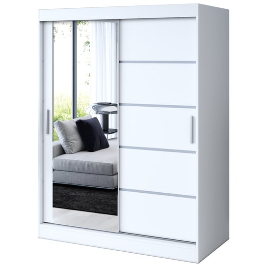 Szafa przesuwna 1 x Lustro 150x200  Ralf , Biały mat BELVEDO