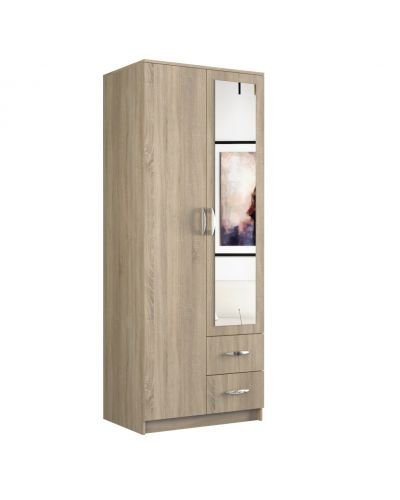 Szafa ROMANA 80 Dąb Sonoma z Lustrem i 2 Szufladami , 80x205 cm TOPESHOP Topeshop