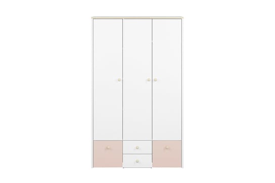 Szafa ubraniowa BUBO *biały/drewno bukowe/różowy, 117x193x51 cm Konsimo