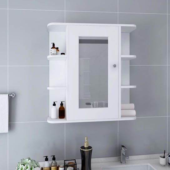 Szafka łazienkowa z lustrem, biała, 66x17x63 cm, MDF vidaXL