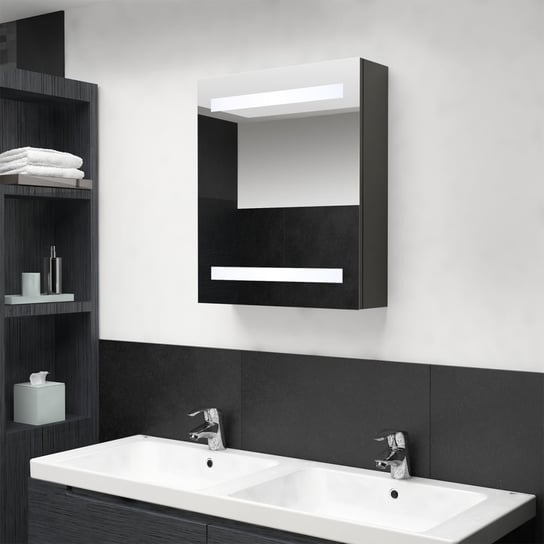 Szafka łazienkowa z lustrem i LED, antracytowa, 50x14x60 cm vidaXL