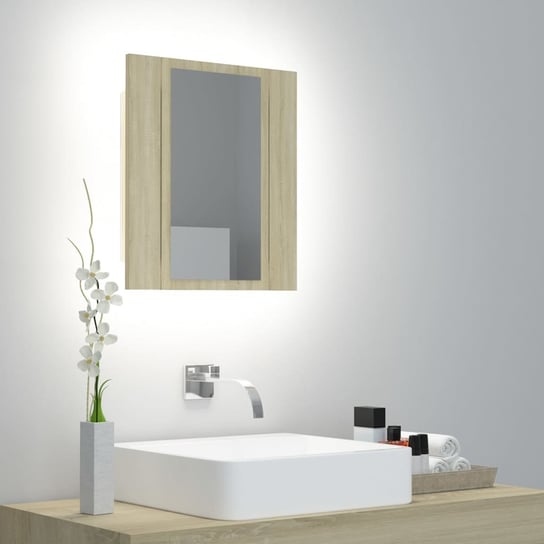 Szafka łazienkowa z lustrem i LED, dąb sonoma, 40x12x45 cm vidaXL
