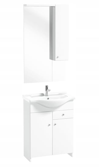 Szafka łazienkowa z umywalką 65 i lustrem LED SILVES biały Deftrans/Onas