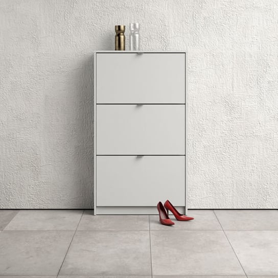 Szafka na buty TVILUM Roma 3D, biała, 17x70x124 cm Tvilum