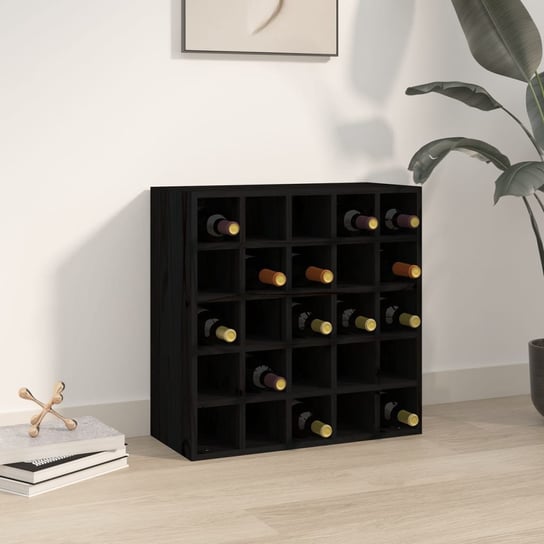 Szafka na wino, czarny, 56x25x56 cm, lite drewno sosnowe vidaXL