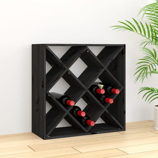 Szafka na wino, czarny, 62x25x62 cm, lite drewno sosnowe vidaXL