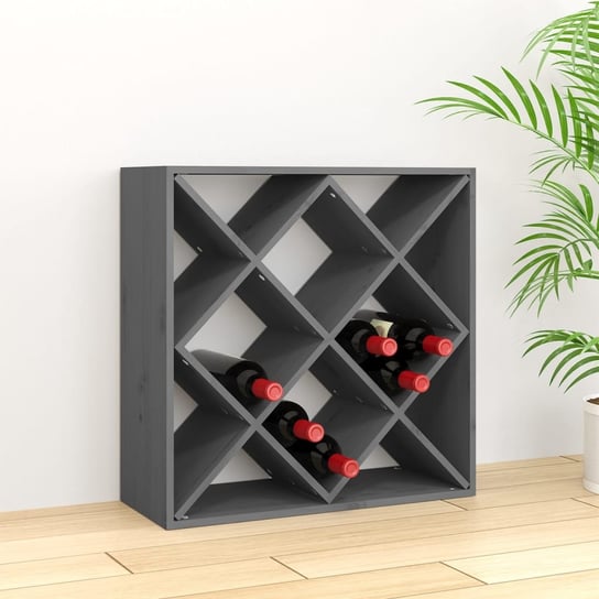 Szafka na wino, szara, 62x25x62 cm, lite drewno sosnowe vidaXL