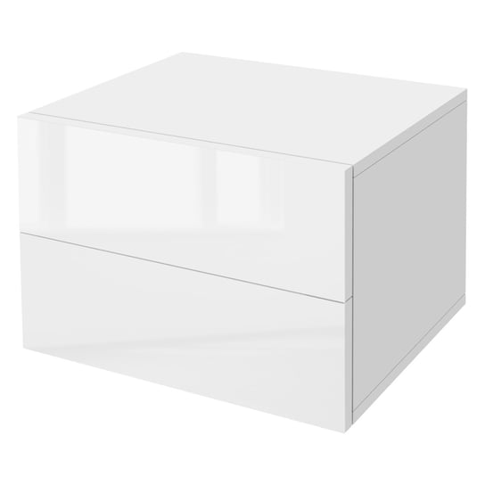 Szafka nocna z dwiema szufladami 42x29x30 cm biały błyszczący wzór ML ML-DESIGN