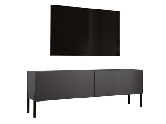 Szafka Pod Telewizor O Szerokości 140 Cm W Kolorze Antracyt Z Prostymi Nóżkami W Kolorze Czarnym 3xE Living