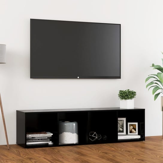 Szafka pod TV, czarna, 142,5x35x36,5 cm, płyta wiórowa vidaXL