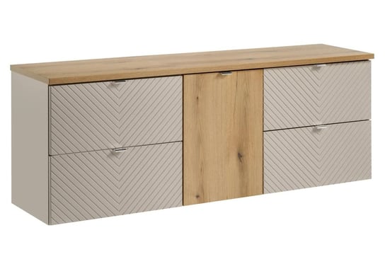 Szafka pod umywalkę nablatową VIVA CASHMERE 2S 60cmx2 kaszmirowy mat - zestaw 160cm z koszem na pranie Comad