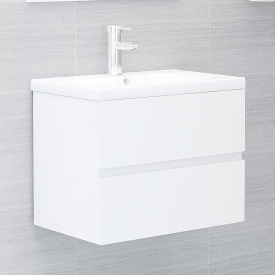 Szafka pod umywalkę, wysoki połysk, biała, 60x38,5x45 cm vidaXL