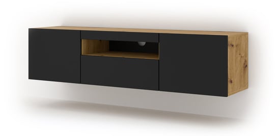 Szafka RTV AURA 150 uniwersalna dąb artisan / czarny mat BIM Furniture