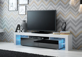 Szafka RTV Duo, biało-czarna, 200x45x35 cm High Glossy Furniture