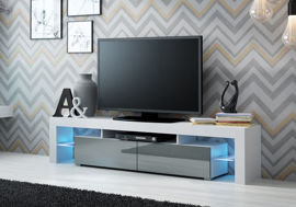 Szafka RTV Duo, biało-szara, 200x45x35 cm High Glossy Furniture