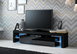 Szafka RTV Duo, czarna, 200x45x35 cm High Glossy Furniture