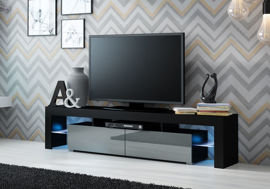 Szafka RTV Duo, czarno-szara, 200x45x35 cm High Glossy Furniture