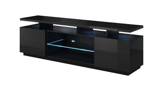 Szafka RTV ESTELLE 180 cm czarny połysk + LED BIM Furniture