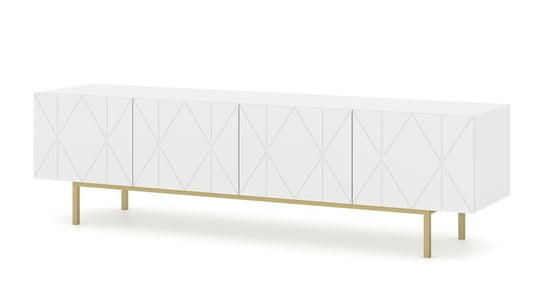Szafka RTV KAIRO 180 cm 4D frezowana biały mat BIM Furniture