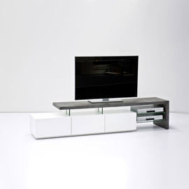 Szafka RTV MCA furniture, Ali II, biało-szara, 204x44x40 cm Fato Luxmeble