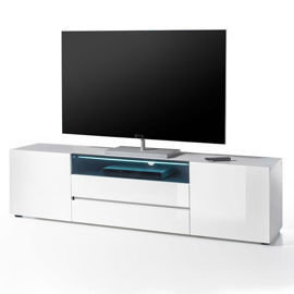 Szafka RTV MCA furniture, Vivian, biała, 185x49x43 cm Fato Luxmeble