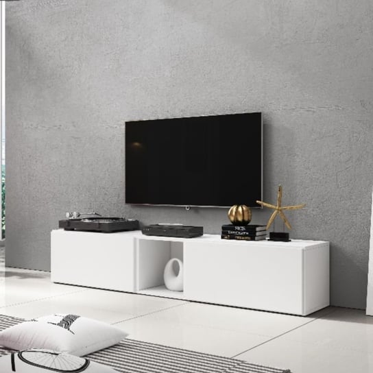 Szafka RTV nowoczesna HIGH GLOSSY FURNITURE Rock, biała, 187x75x39 cm High Glossy Furniture