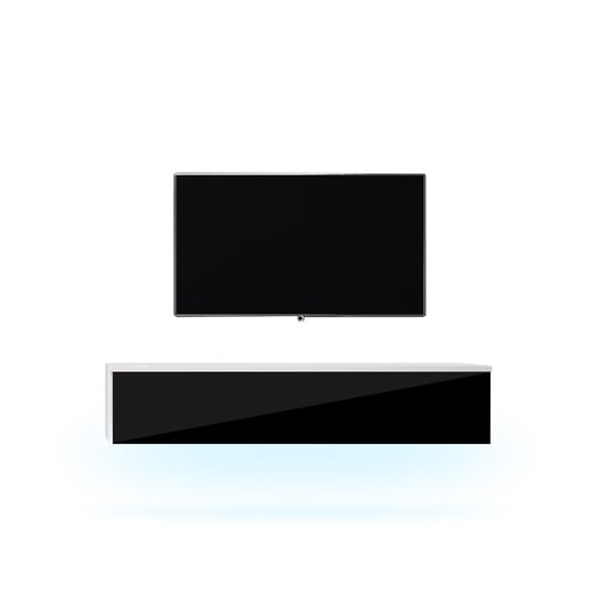 Szafka RTV Oxy Single Lewa Biały Mat/Czarny Połysk z LED Selsey