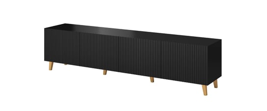 Szafka RTV Pafos 200 cm frezowany front czarny mat BIM Furniture