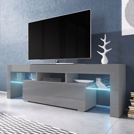 Szafka RTV Toronto, szara, 138x40x41 cm High Glossy Furniture