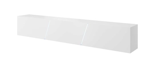 Szafka RTV VIVALDI MEBLE Slant, biała-biały połysk + LED RGB, 35x240x40 cm Vivaldi Meble