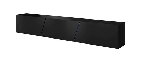 Szafka RTV VIVALDI MEBLE Slant, czarny-czarny połysk + LED RGB, 35x240x40 cm Vivaldi Meble