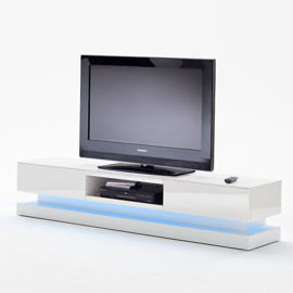 Szafka RTV wysoki połysk MCA furniture, Cynk, biała, 180x39x36 cm Fato Luxmeble