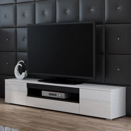 Szafka RTV wysoki połysk Vive, biała, 180x40x35 cm High Glossy Furniture