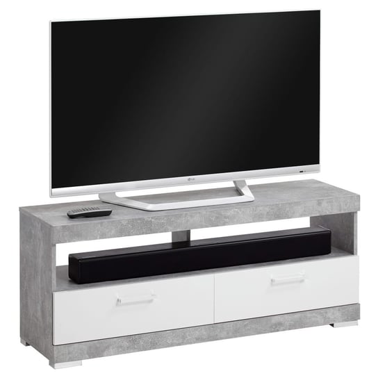 Szafka TV FMD, szaro-biała, 35x50x120 cm FMD