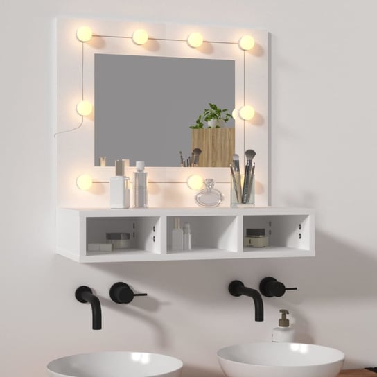 Szafka z lustrem i oświetleniem LED, biała, 60x31,5x62 cm vidaXL