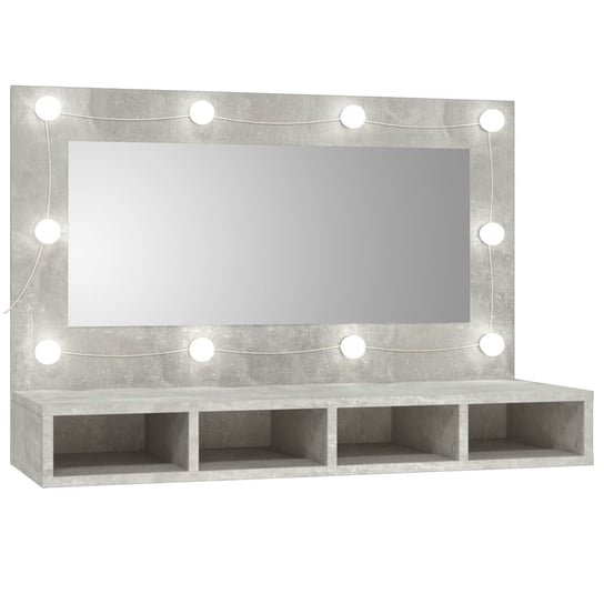 Szafka z lustrem i oświetleniem LED, szary beton, 90x31,5x62 cm vidaXL