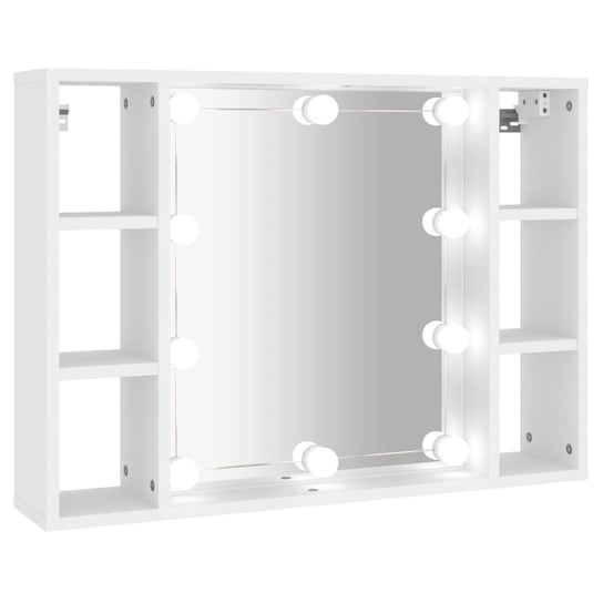 Szafka z lustrem LED, drewnopochodna, biała, 76x15 / AAALOE Zakito