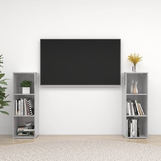 Szafki TV, 2 szt., szarość betonu, 107x35x37 cm, płyta wiórowa vidaXL