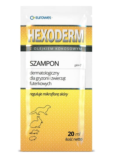 Szampon dermatologiczny dla gryzoni i zwierząt futerkowych EUROWET Hexoderm, 20 ml EUROWET