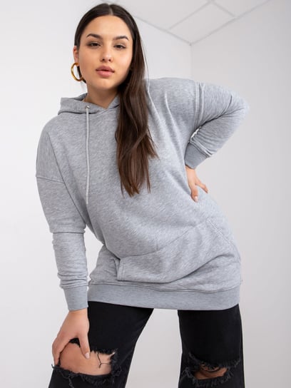 Szara melanżowa bluza plus size z kapturem Luna-2XL Basic Feel Good