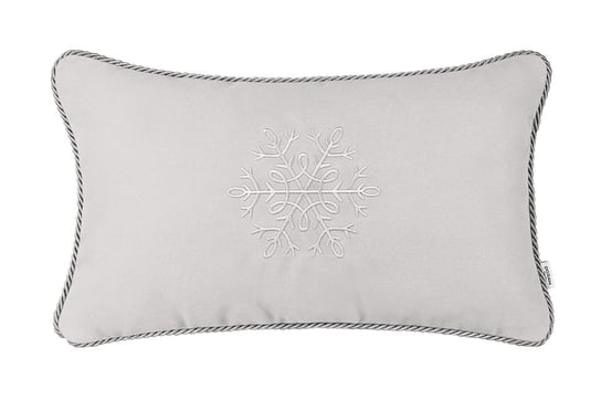 Szara poduszka zimowa Snowflake IX ze srebrnym haftem Doram design